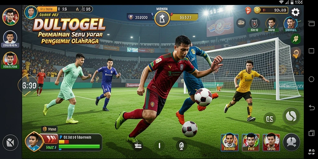 Screenshot utama DULTOGEL menunjukkan aksi seru dalam permainan olahraga.