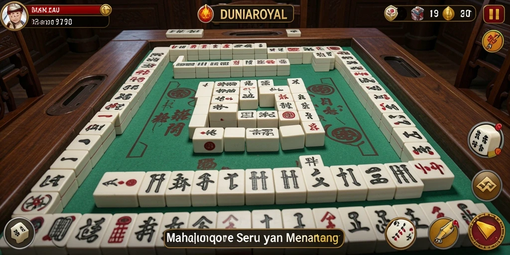 Screenshot DUNIAROYAL menampilkan permainan Mahjong yang seru.