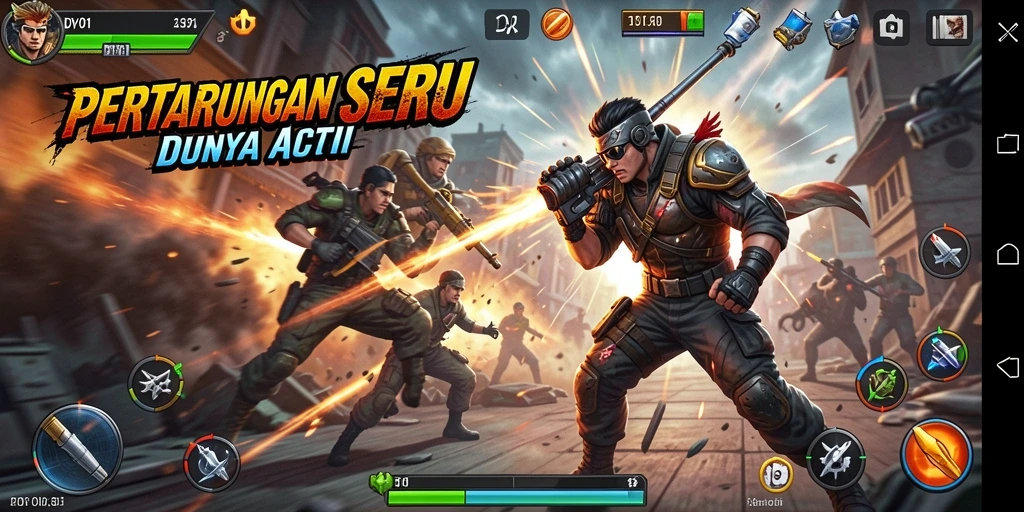 Tangkapan layar gameplay DY01 menunjukkan aksi seru dalam pertempuran.