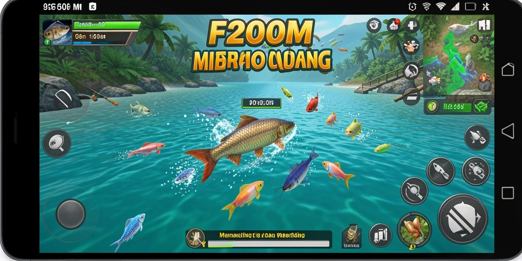 Gameplay F200M yang menampilkan momen menangkap ikan secara mendebarkan.