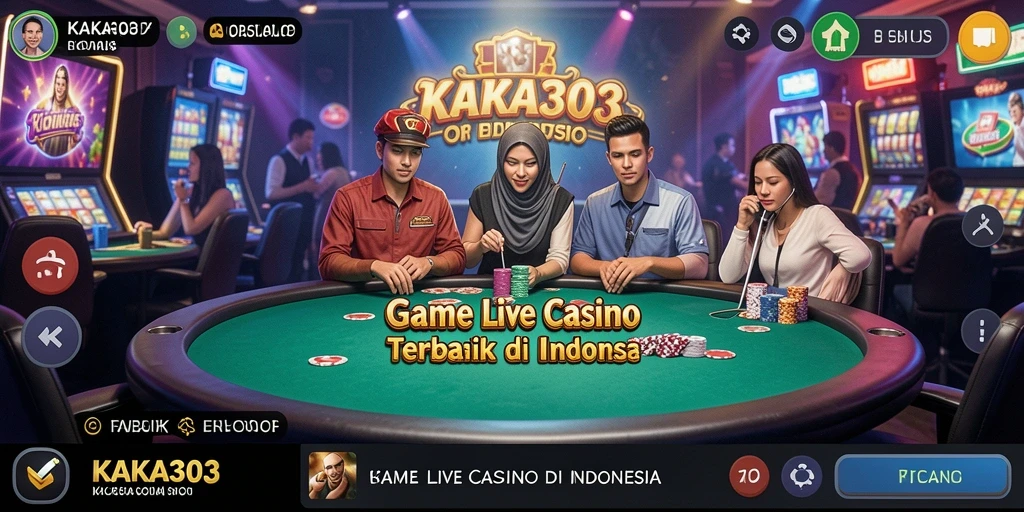 Gameplay mendebarkan di KAKA303 menampilkan suasana kasino yang hidup.