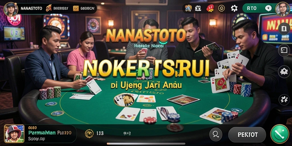 Screenshot NANASTOTO menunjukkan pemain asyik bermain Poker dengan antarmuka yang menawan.
