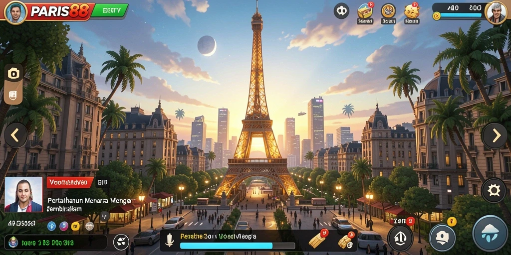 Tampilan gameplay seru dari Tower Defense PARIS88.