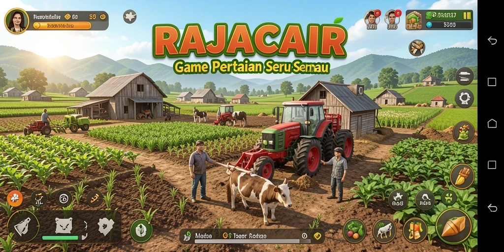 Tampilan gameplay RAJACAIR yang menarik dan penuh warna dalam bertani.