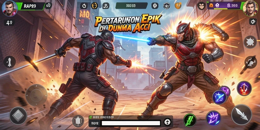 Tangkapan layar game RAP89 menampilkan aksi intens dan pertarungan seru.