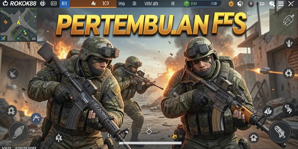 Tangkapan layar ROKOK88 menunjukkan intensitas pertempuran FPS yang mendebarkan.