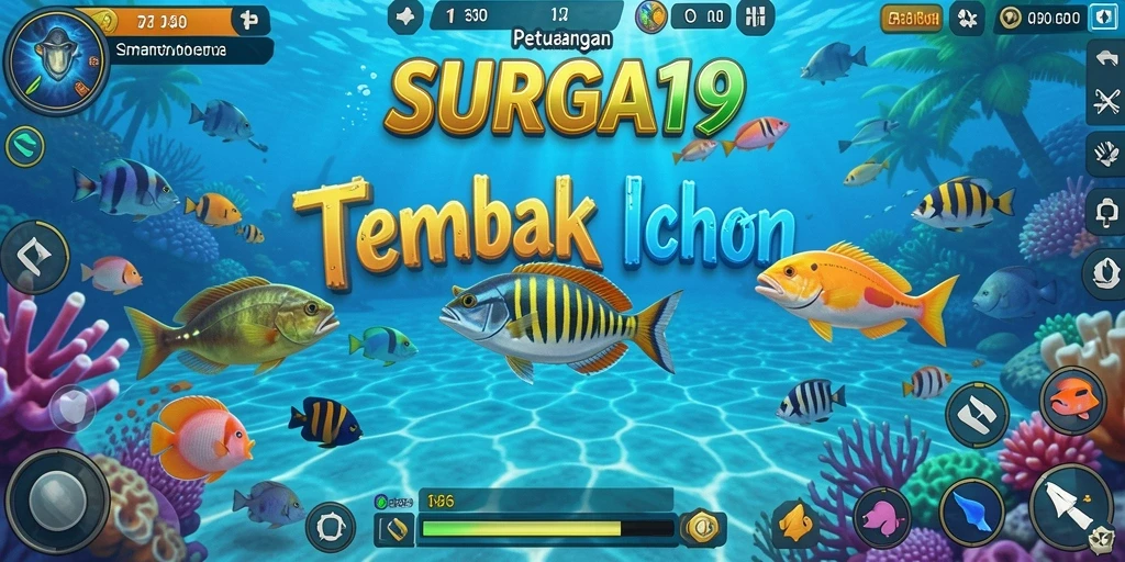 Tampilan gameplay SURGA19 menunjukkan serunya menembak ikan di lautan.