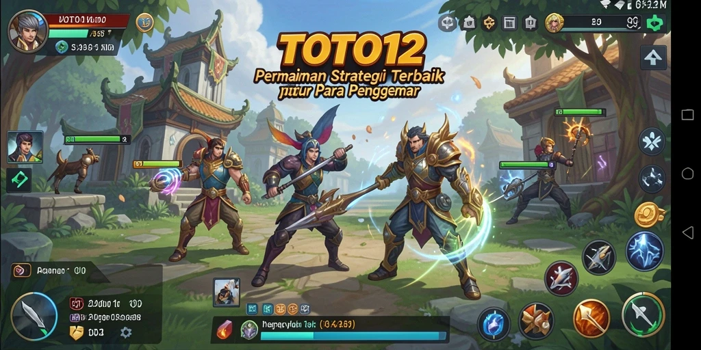 Tampilan utama gameplay TOTO12 menunjukkan aksi strategi yang mendebarkan.